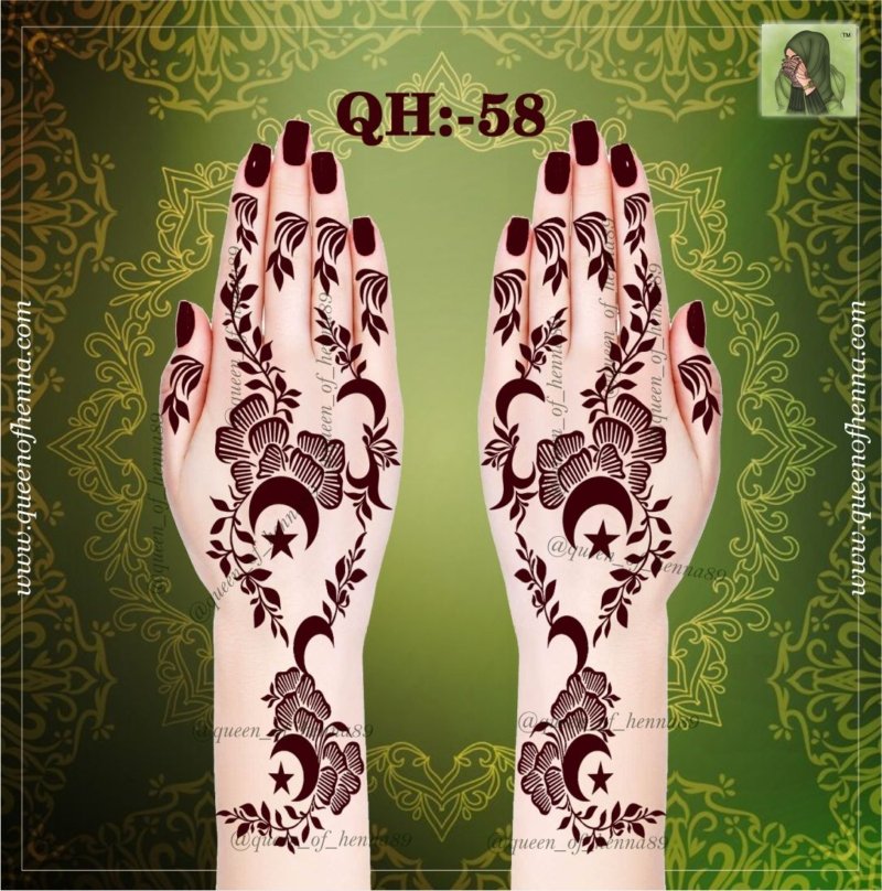 Reusable Medium Hand Henna Stencil (QH 58) img 2- queenofhenna.com