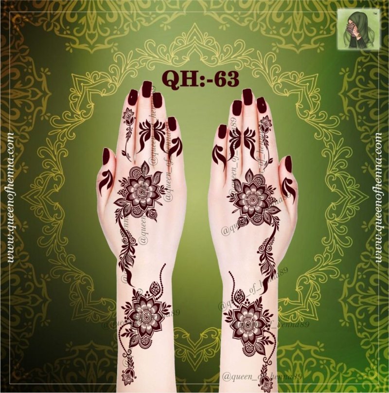 Reusable Medium Hand Henna Stencil (QH 63) img 2- queenofhenna.com