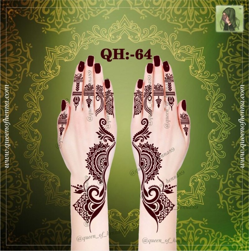 Reusable Medium Hand Henna Stencil (QH 64) img 2- queenofhenna.com