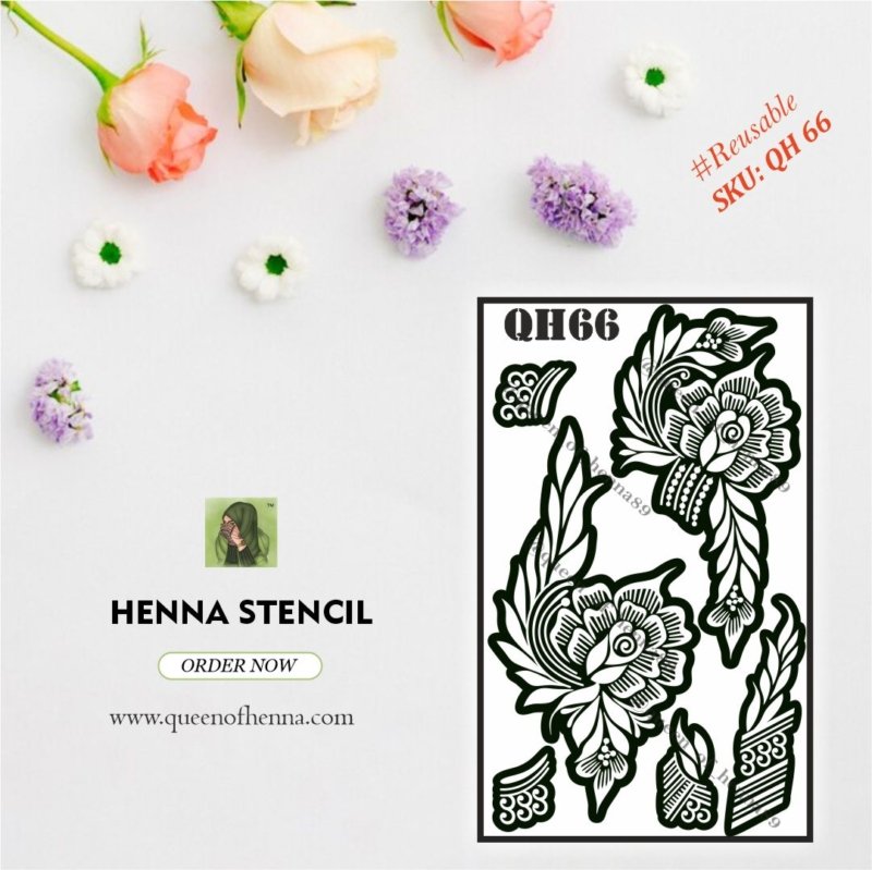 Reusable Medium Hand Henna Stencil (QH 66) img 1- queenofhenna.com