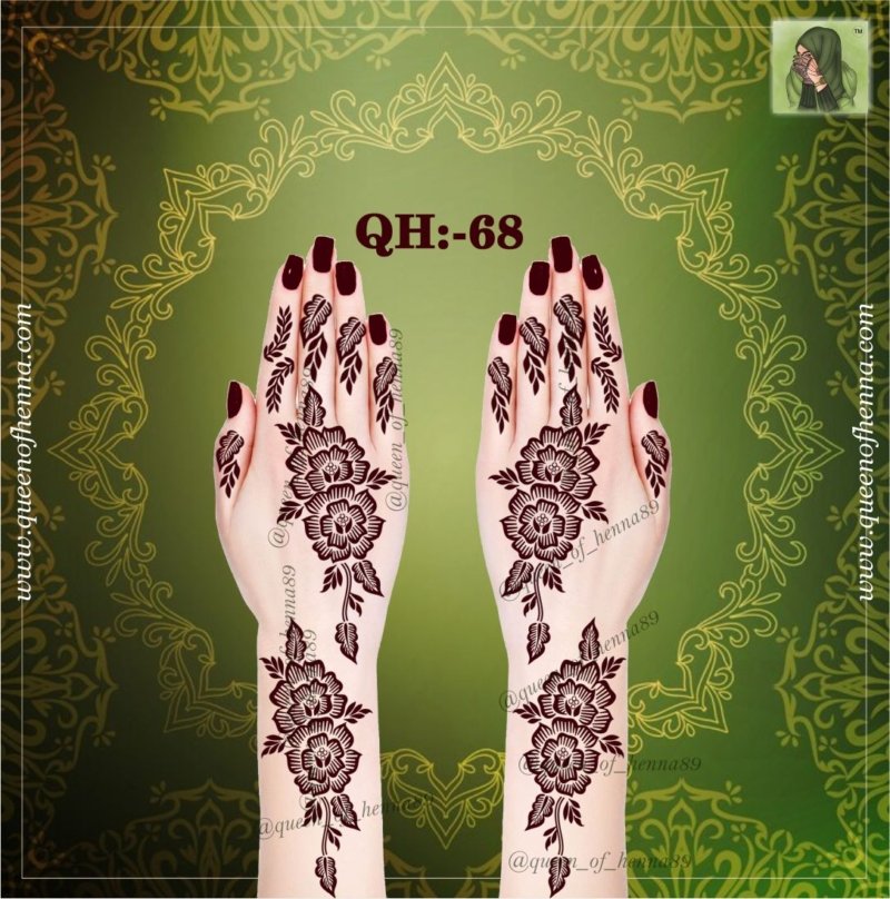 Reusable Medium Hand Henna Stencil (QH 68) img 2- queenofhenna.com