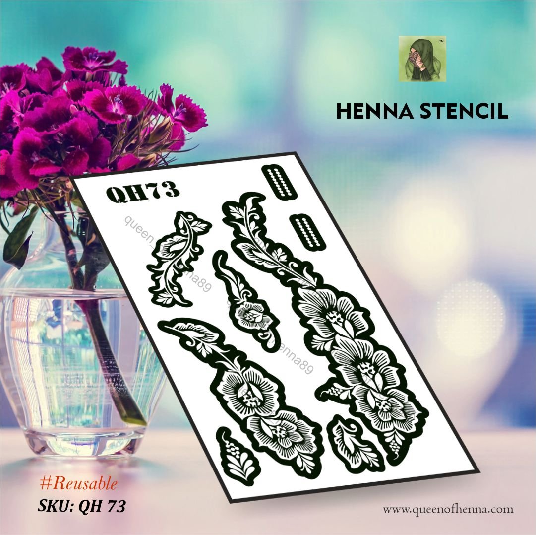 Reusable Medium Hand Henna Stencil (QH 73) | Mehndi Sticker/Tattoo