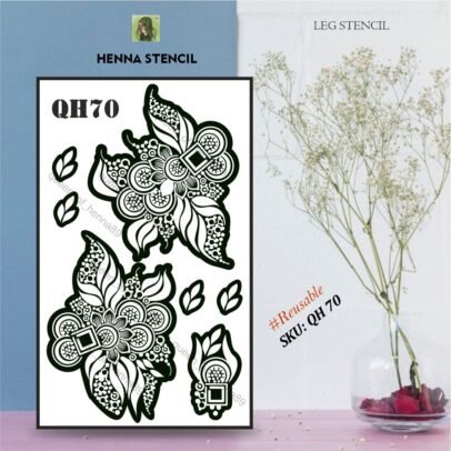 Reusable Medium Leg Henna Stencil (QH70) img1- queenofhenna.com