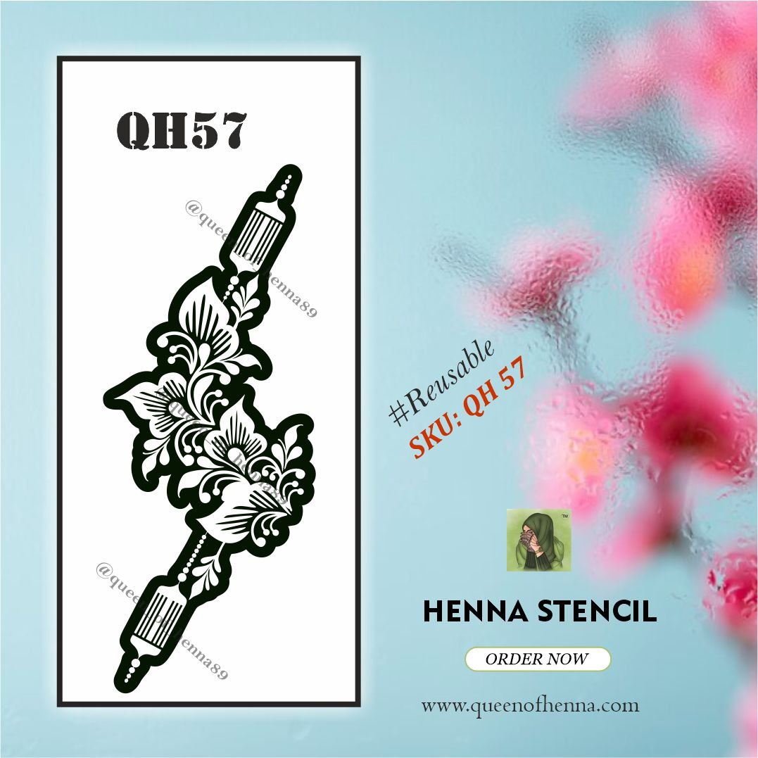 Reusable Small Hand Henna Stencil (QH 57) | Mehndi Sticker/Tattoo