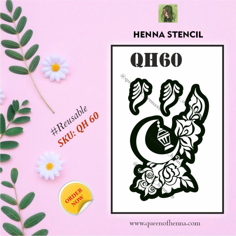 Reusable Small Hand Henna Stencil (QH 60) img 1- queenofhenna.com