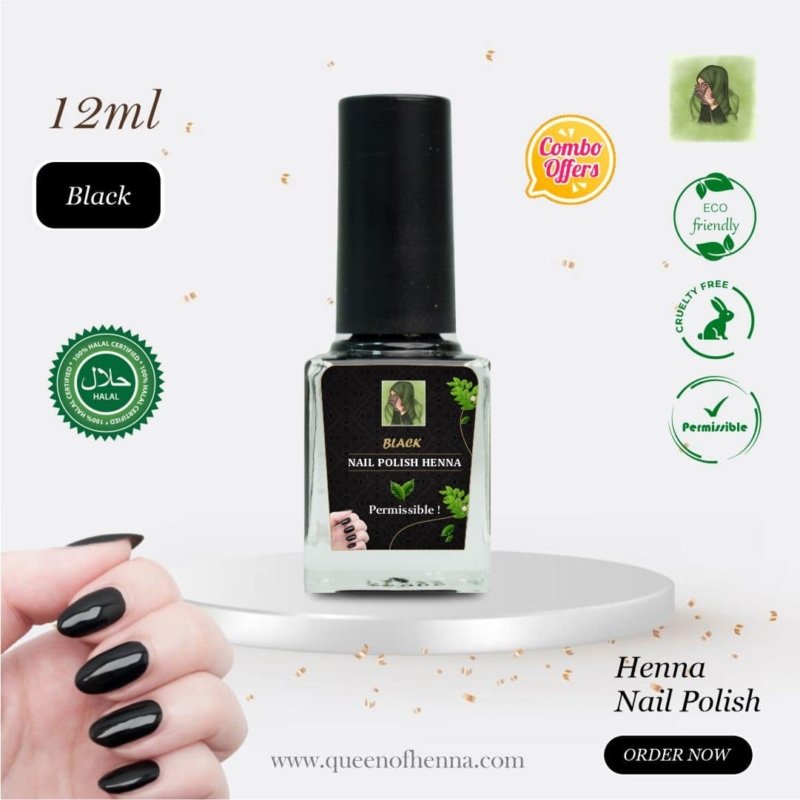 Black Nail Polish Henna- queenofhenna (QOH)