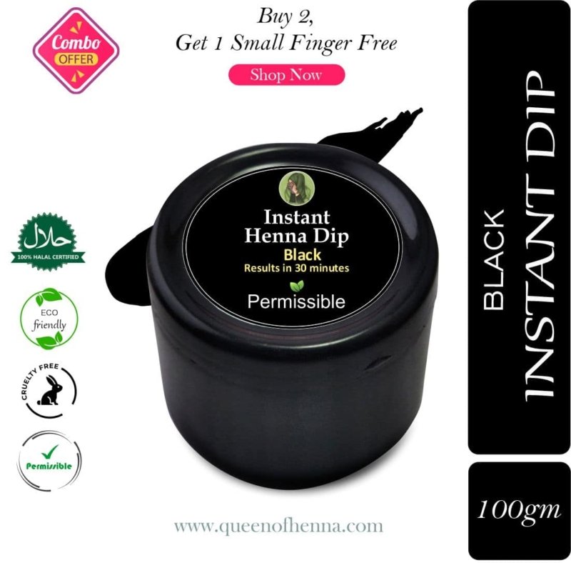 Buy 2 Instant Henna Dip Box (100 gm) and Get 1 Reusable Small Finger Stencil Free (Black combo img 3)- queenofhenna.com