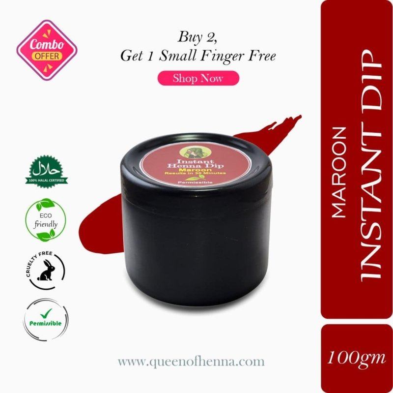 Buy 2 Instant Henna Dip Box (100 gm) and Get 1 Reusable Small Finger Stencil Free (combo img 2)- queenofhenna.com