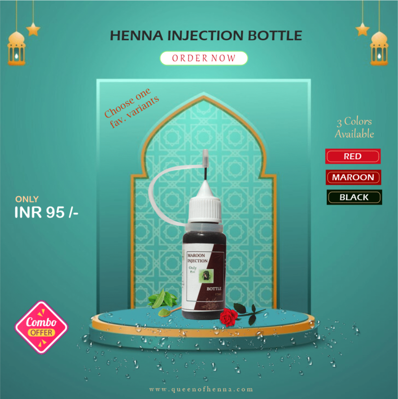 Henna Injection Bottle (17 ml) with 3 Colors (Combo Offers)- queenofhenna.com