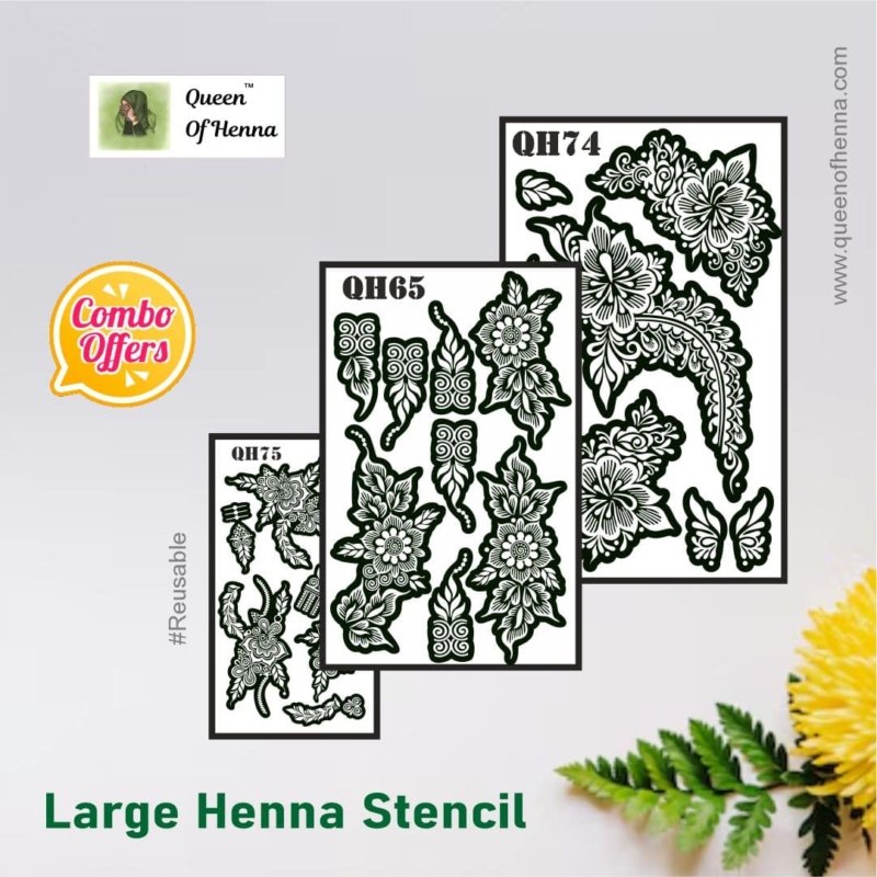 Large (Bridal) Henna Stencil (Combo Offer)- queenofhenna.com