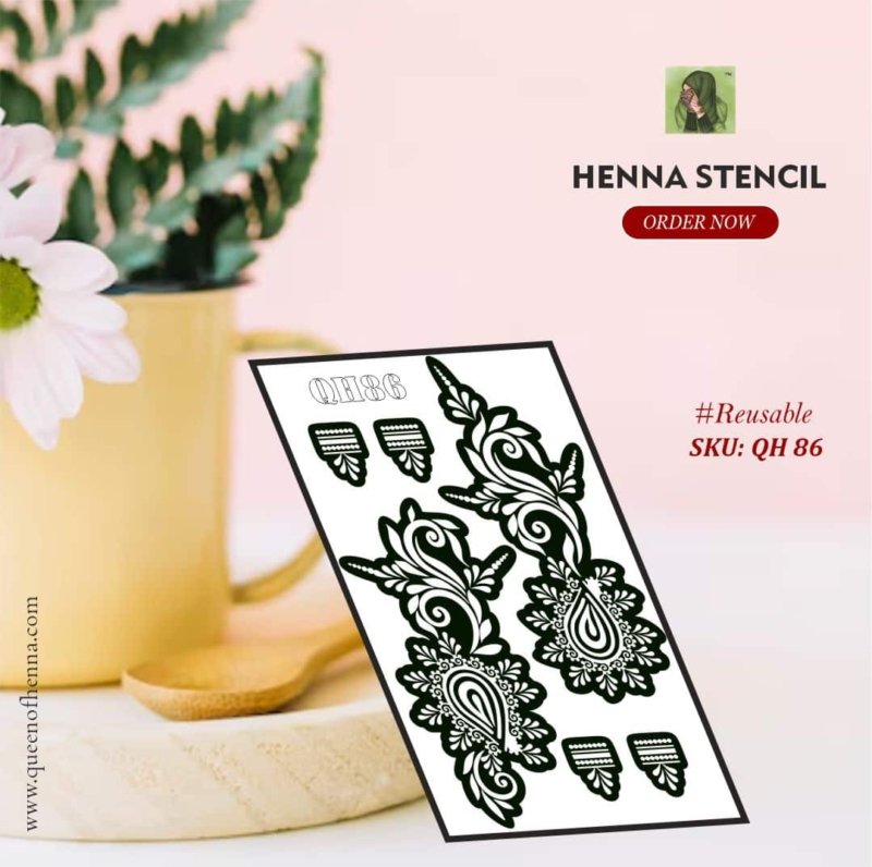 Reusable Bridal Hand Henna Stencil (QH86) img 1- queenofhenna.com