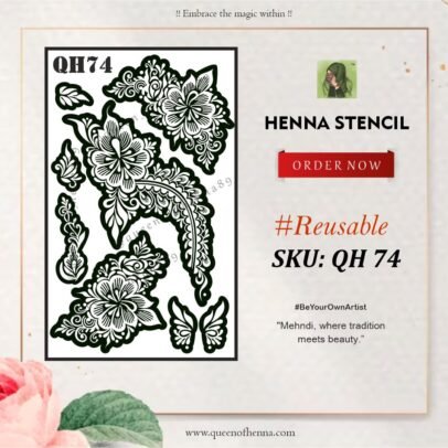 Reusable Bridal-large Hand Henna Stencil (QH74) img 1- queenofhenna.com