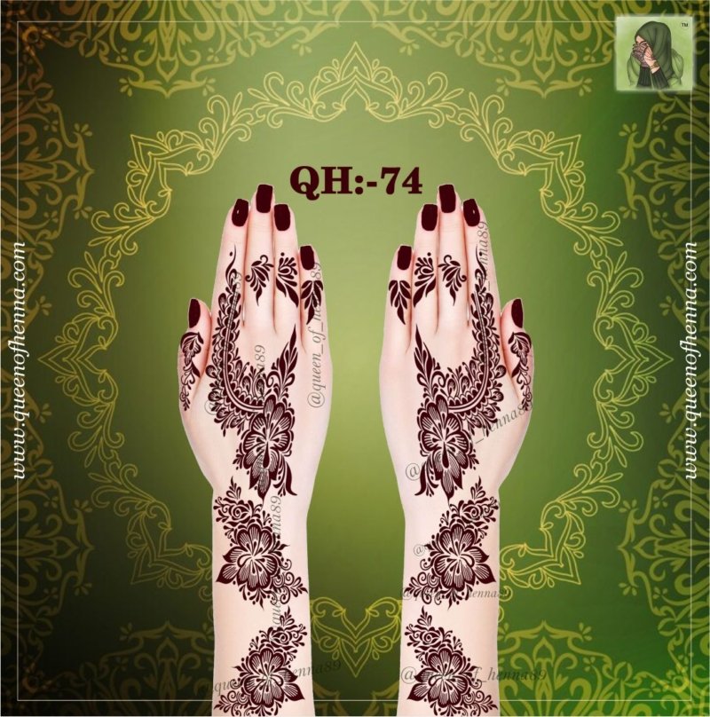 Reusable Bridal-large Hand Henna Stencil (QH74) img 2- queenofhenna.com