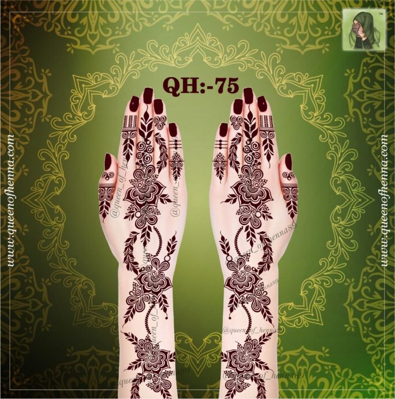 Reusable Bridal-large Hand Henna Stencil (QH75) img 2- queenofhenna.com