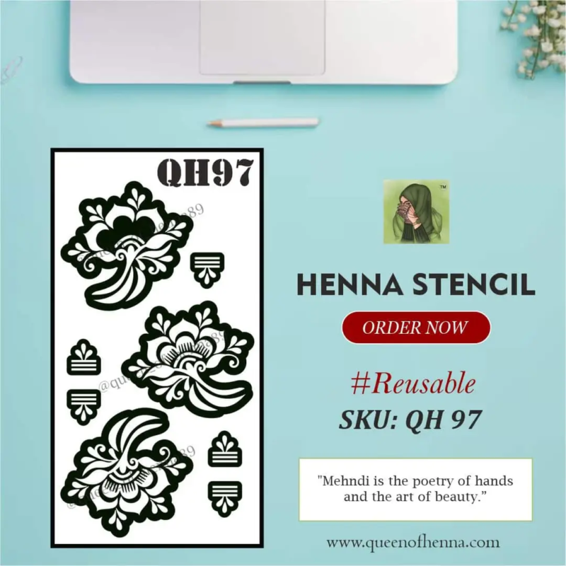 Reusable Kids Large Hand Henna Stencil (QH97) img 1- queenofhenna.com