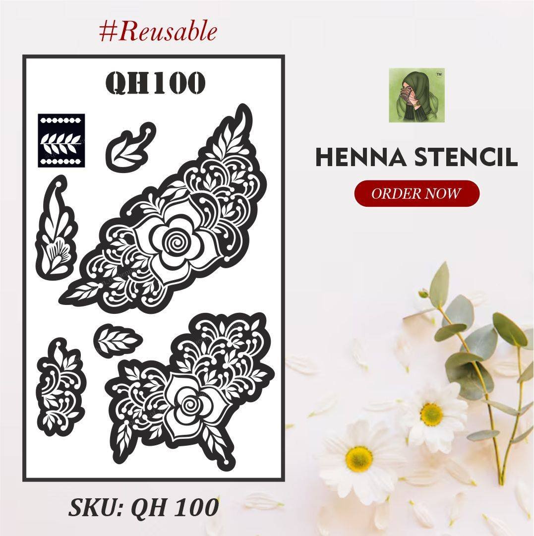 Reusable Medium Hand Henna Stencil (QH100) | Mehndi Sticker