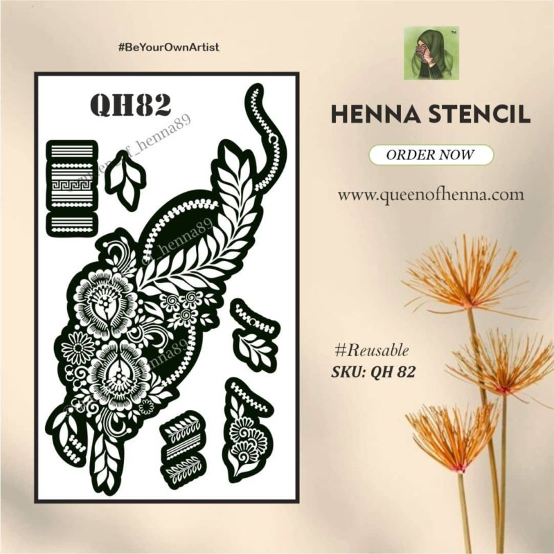Reusable Medium Hand Henna Stencil (QH82) img 1- queenofhenna.com