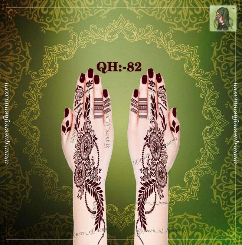 Reusable Medium Hand Henna Stencil (QH82) img 2- queenofhenna.com