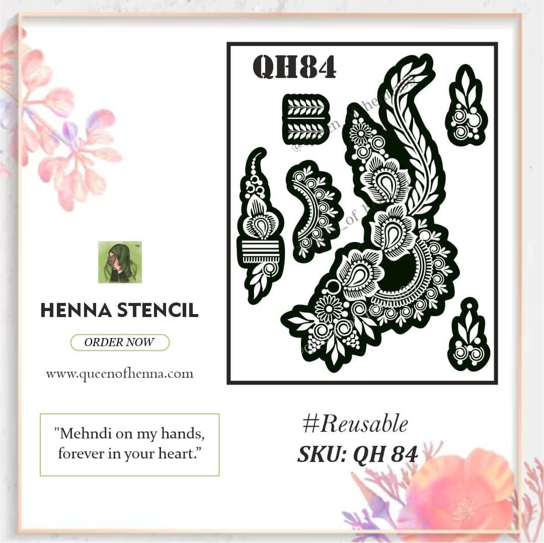 Reusable Medium Hand Henna Stencil (QH84) | Mehndi Sticker/Tattoo