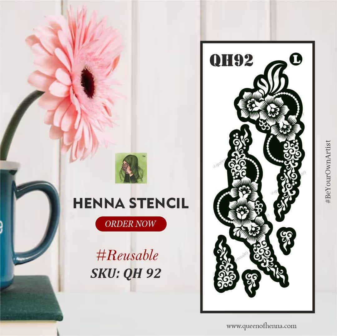 Reusable Medium Hand Henna Stencil (QH92) | Mehndi Sticker/Tattoo