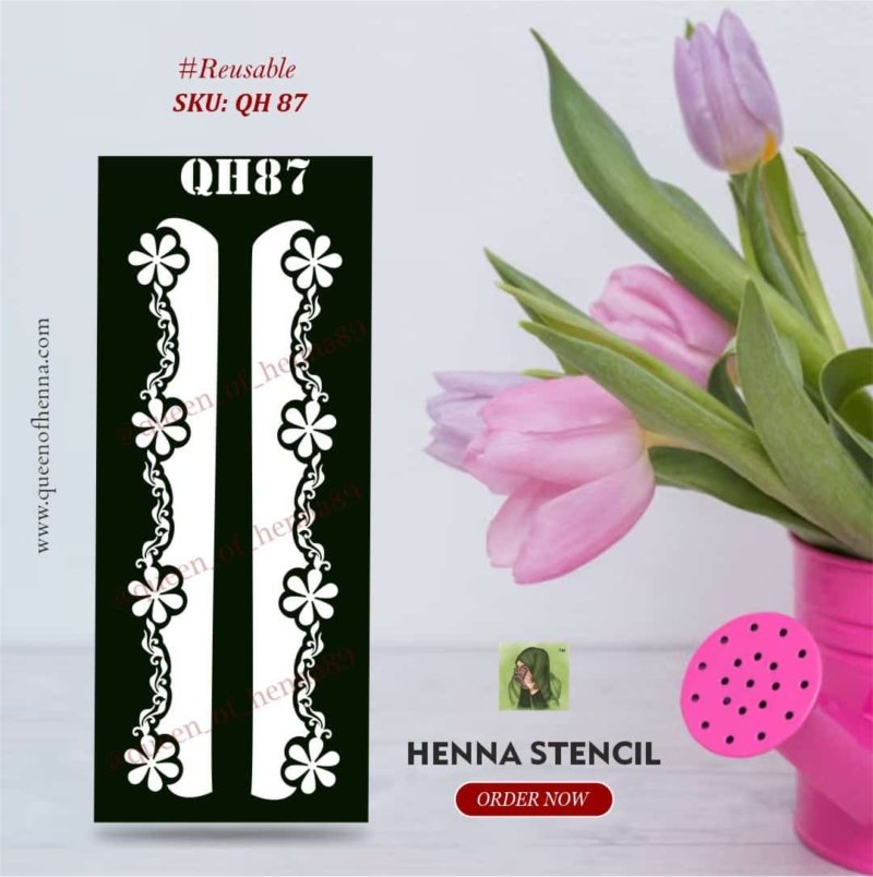 Reusable Small Leg Henna Stencil (QH87) img 1- queenofhenna.com