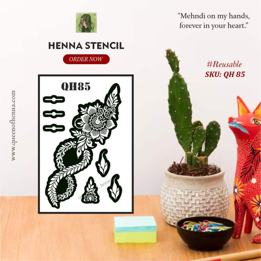 Reusable Small Hand Henna Stencil (QH85) | Mehndi Sticker/Tattoo