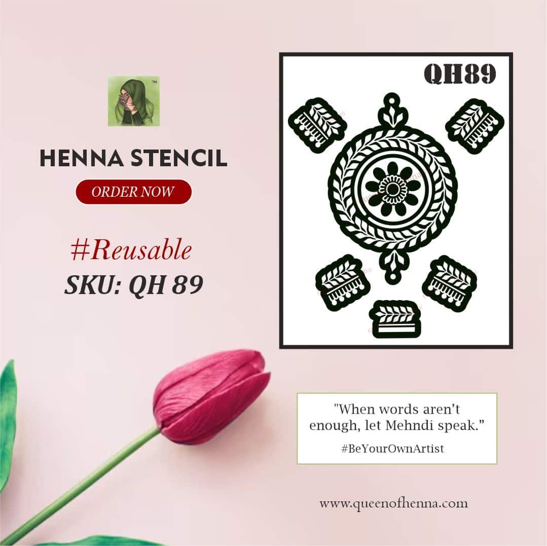 Reusable Mandala Hand Henna Stencil (QH89) | Small Mehndi Sticker/Tattoo