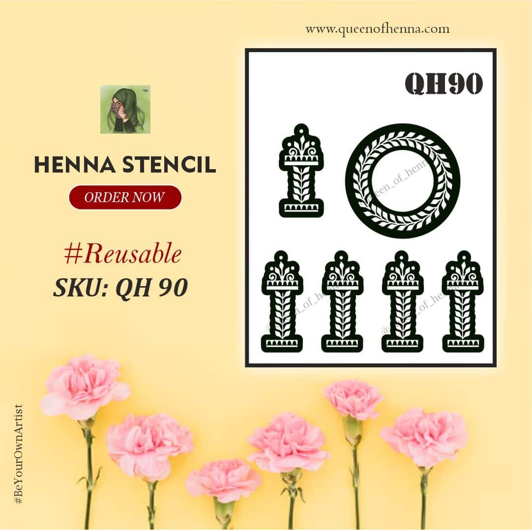 Reusable Small Hand Henna Stencil (QH90) | Mandala Mehndi Sticker/Tattoo