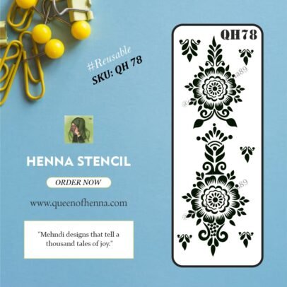 Reusable medium Leg Henna Stencil (QH78) img 1- queenofhenna.com