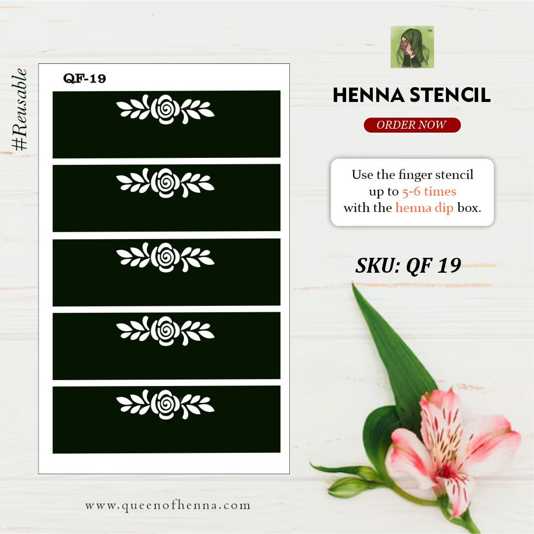 Reusable Small Finger Henna Stencil (QF19) | Mehndi Sticker/Tattoo