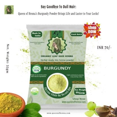 Natural Burgundy henna powder img1- queenofhenna.com