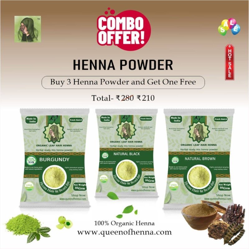 Buy 3 Henna Powder and Get 1 Free (Combo Offer) img1- queenofhenna