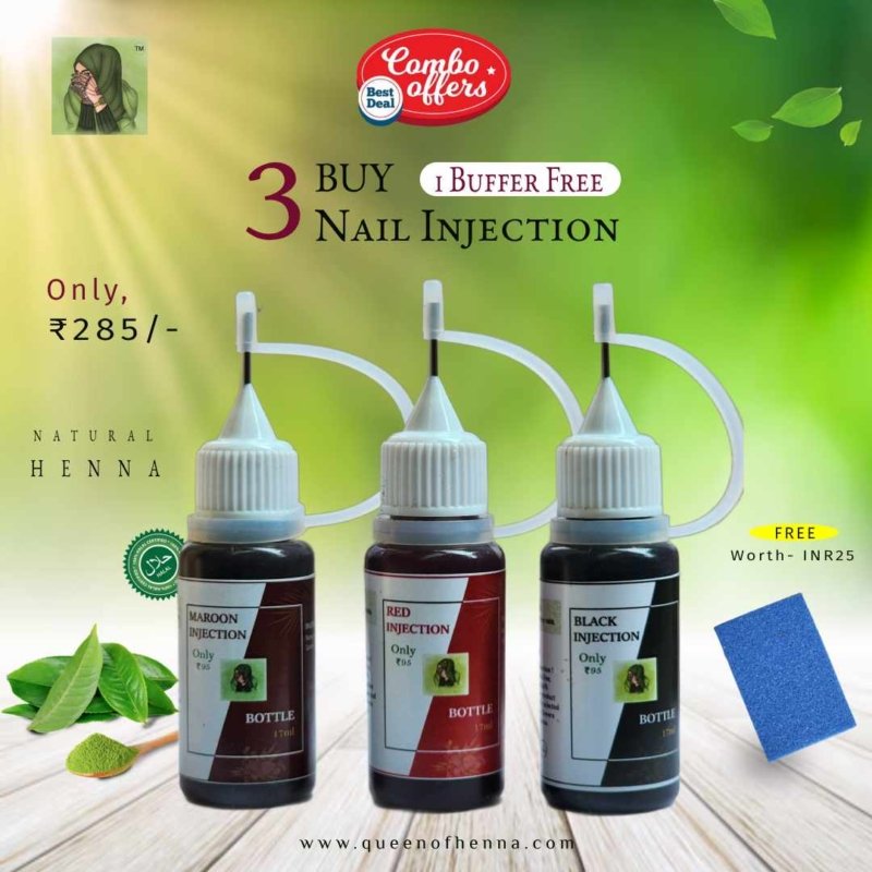 Buy 3 Nail Injection, Get one Nail Buffer Free- queenofhenna