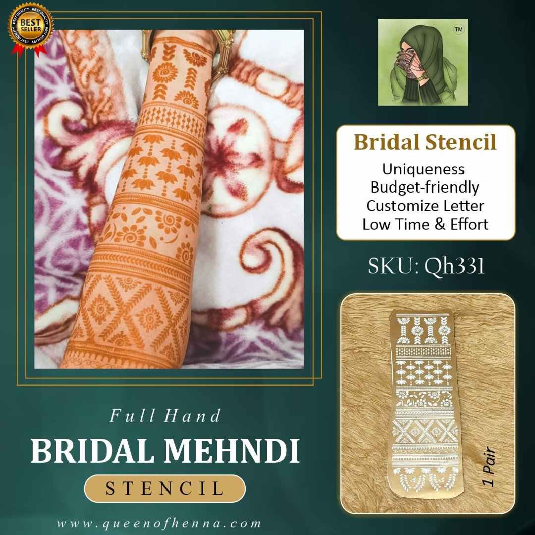 Full Hand Bridal Henna Stencil (QH331) | Bridal Mehndi Sticker/Tattoo