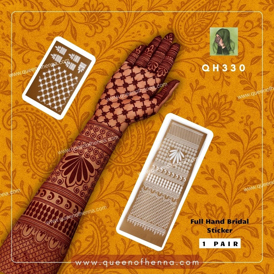 Full Hand Bridal Henna Stencil (QH330) | Bridal Mehndi Sticker/Tattoo
