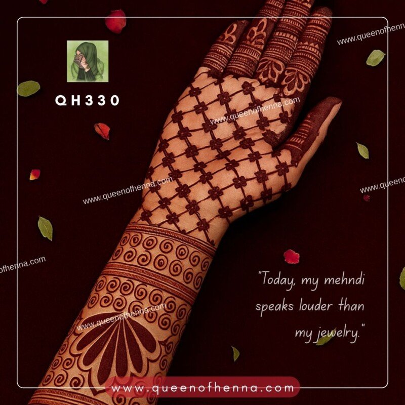 Full Hand Bridal Henna Stencil (QH330) (Wedding Sticker) img 12- queenofhenna