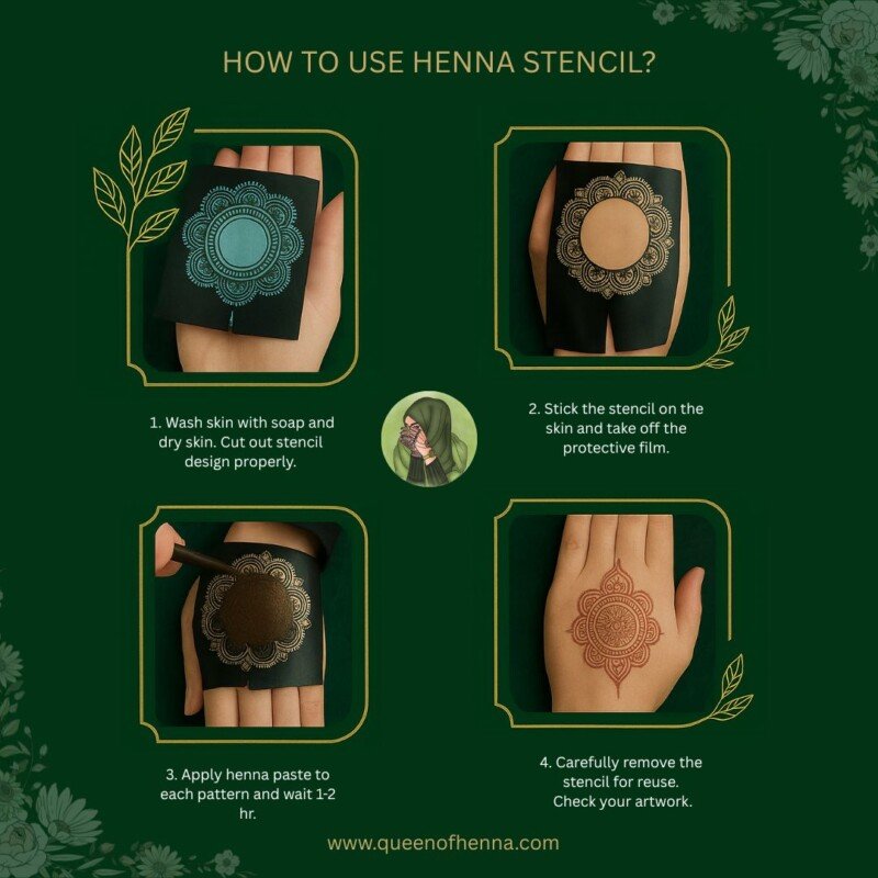 How to use henna Stencil- queenofhenna