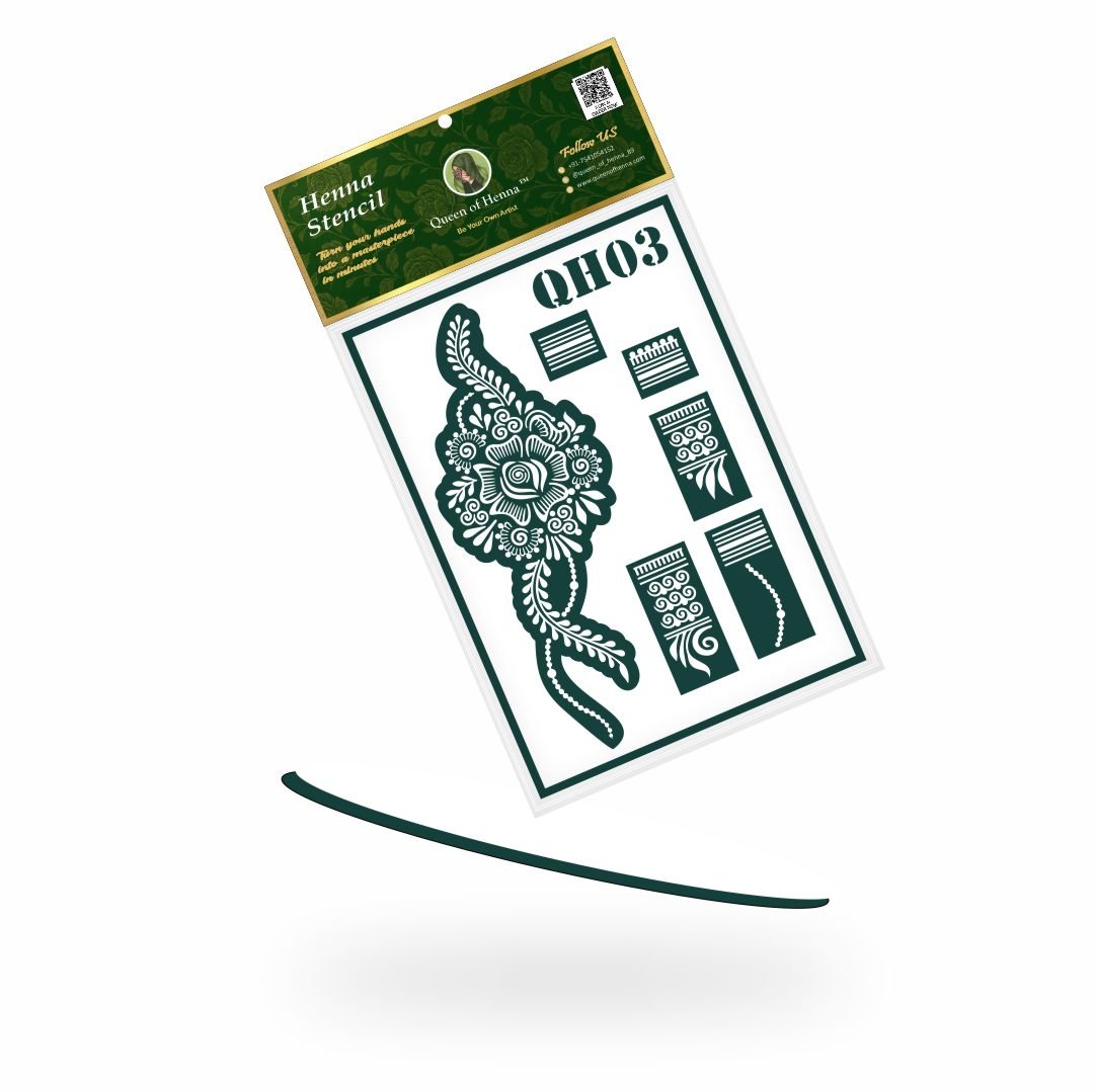 Reusable Mandala Hand Henna Stencil (QH03) | Small Mehandi Sticker/Tattoo