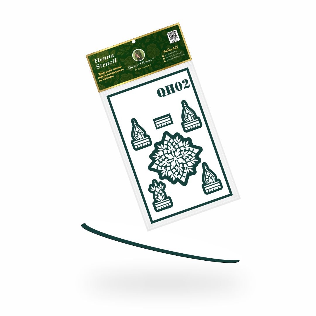 Reusable Mandala Hand Henna Stencil (QH02) | Small Mehndi Sticker/Tattoo