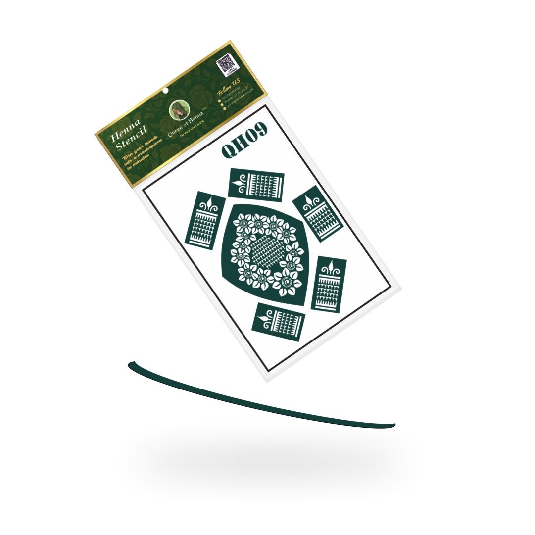 Reusable Mandala Hand Henna Stencil (QH09) | Small Mehndi Sticker/Tattoo