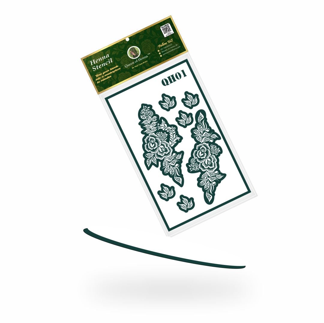 Reusable Medium Hand Henna Stencil (QH01) | Mehndi Sticker/Tattoo