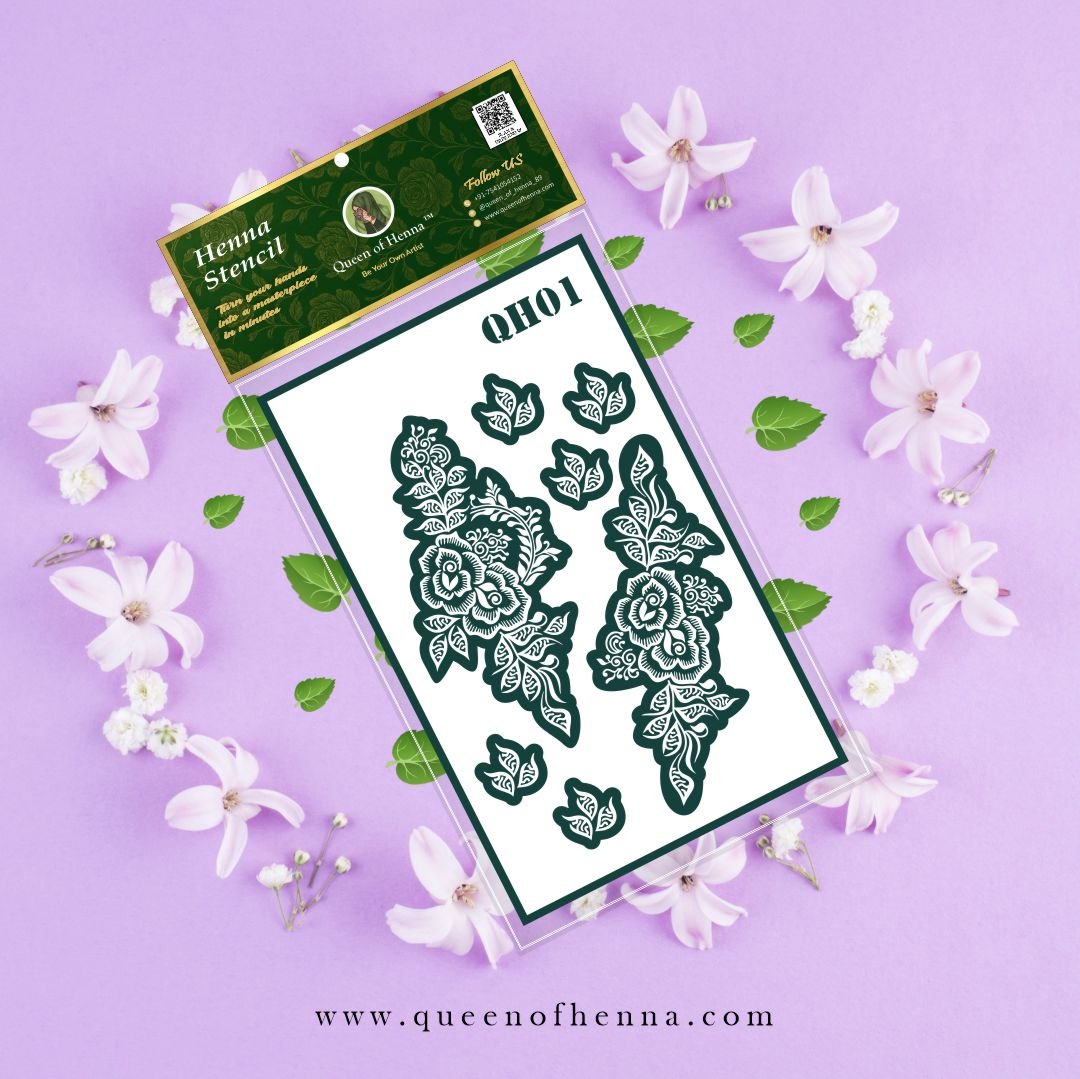 Medium Hand Mehandi Stencil (QH01) img2- queenofhenna