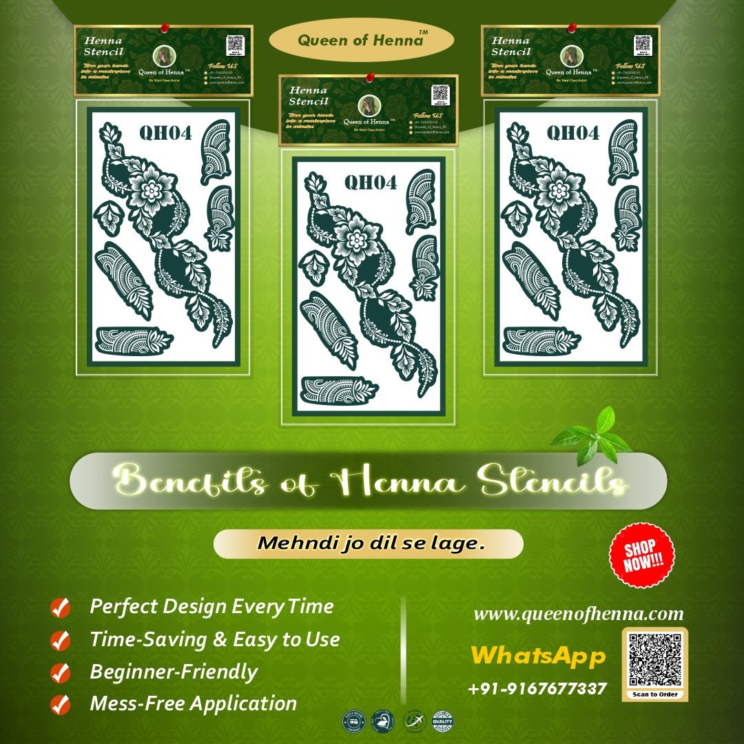 Medium hand mehandi Sticker (QH04) img 4- queenofhenna