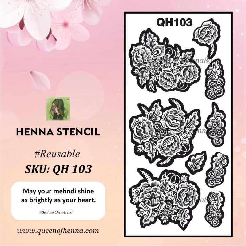 Reusable Large Hand Henna Stencil (QH103) img1- queenofhenna