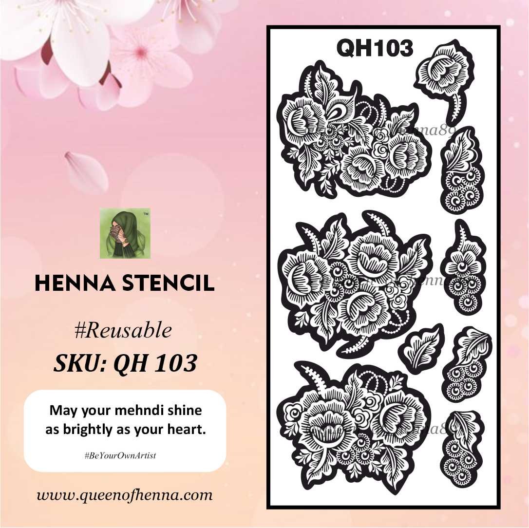 Reusable Large Hand Henna Stencil (QH103) | Mehndi Sticker/Tattoo