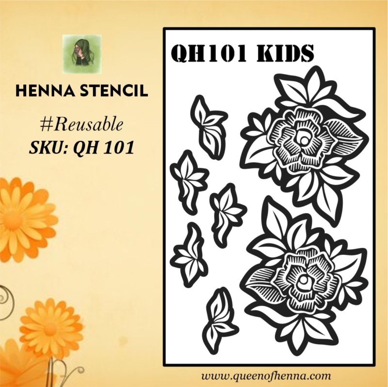 Reusable Large Kids Hand Henna Stencil (QH101) img1- queenofhenna