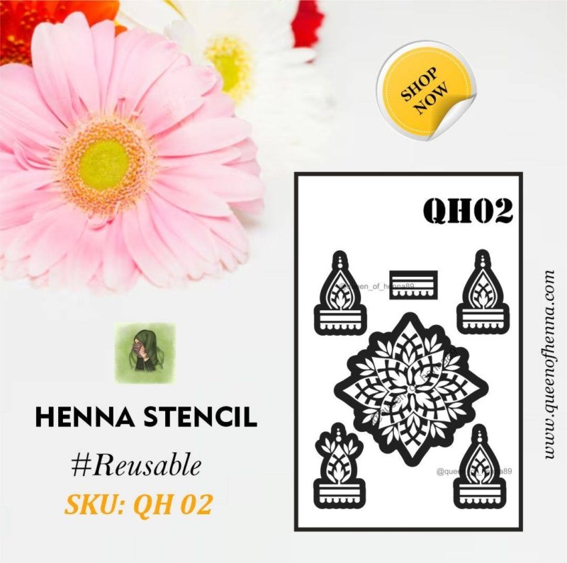 Reusable Mandala-Small Henna Stencil (QH02) img1- queenofhenna