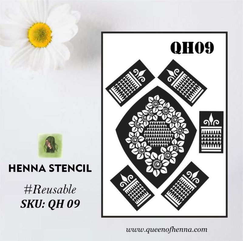 Reusable Mandala-Small Henna Stencil (QH09) img1- queenofhenna