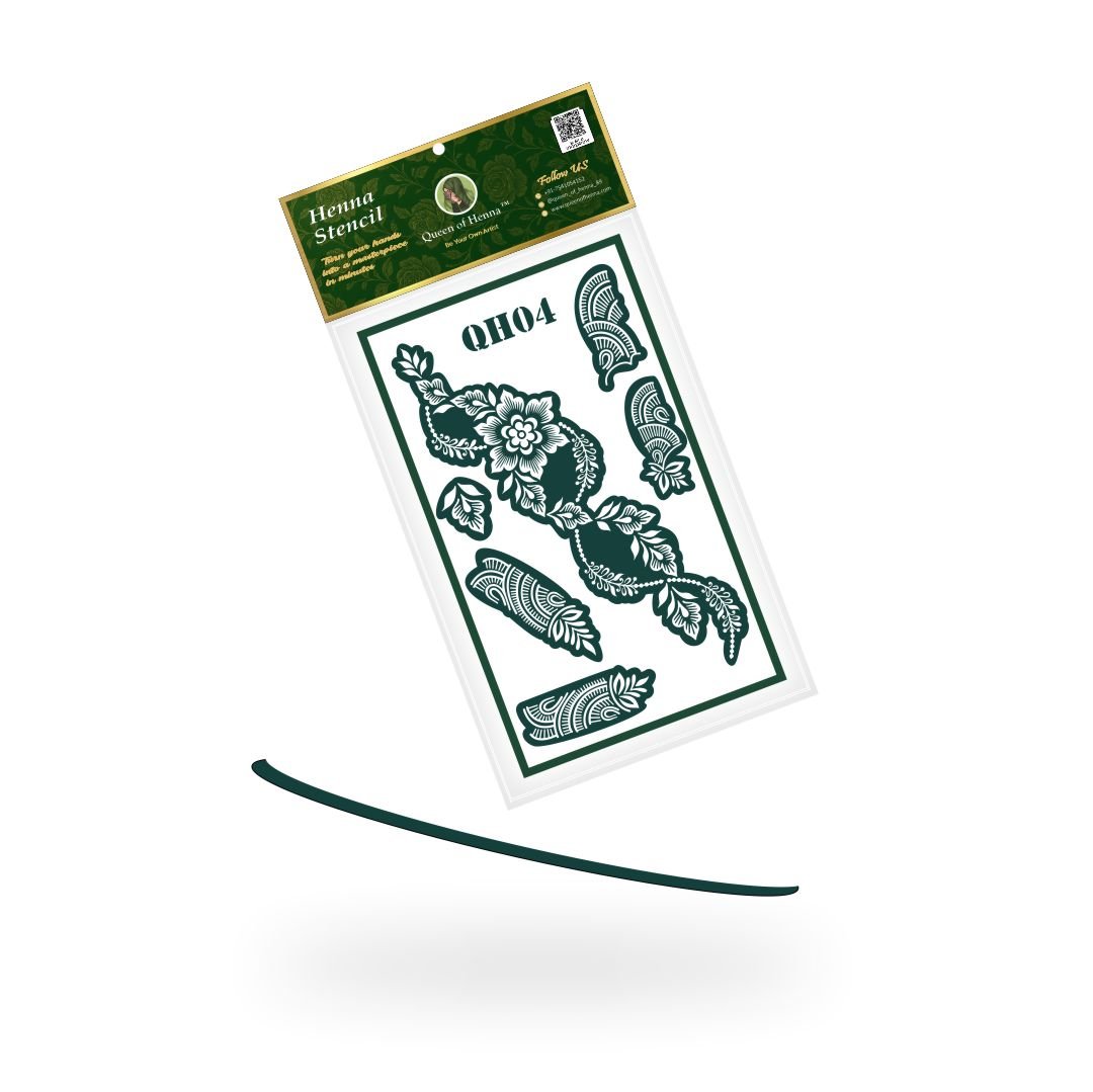 Reusable Medium Hand Henna Stencil (QH04) | Mehndi Sticker/Tattoo