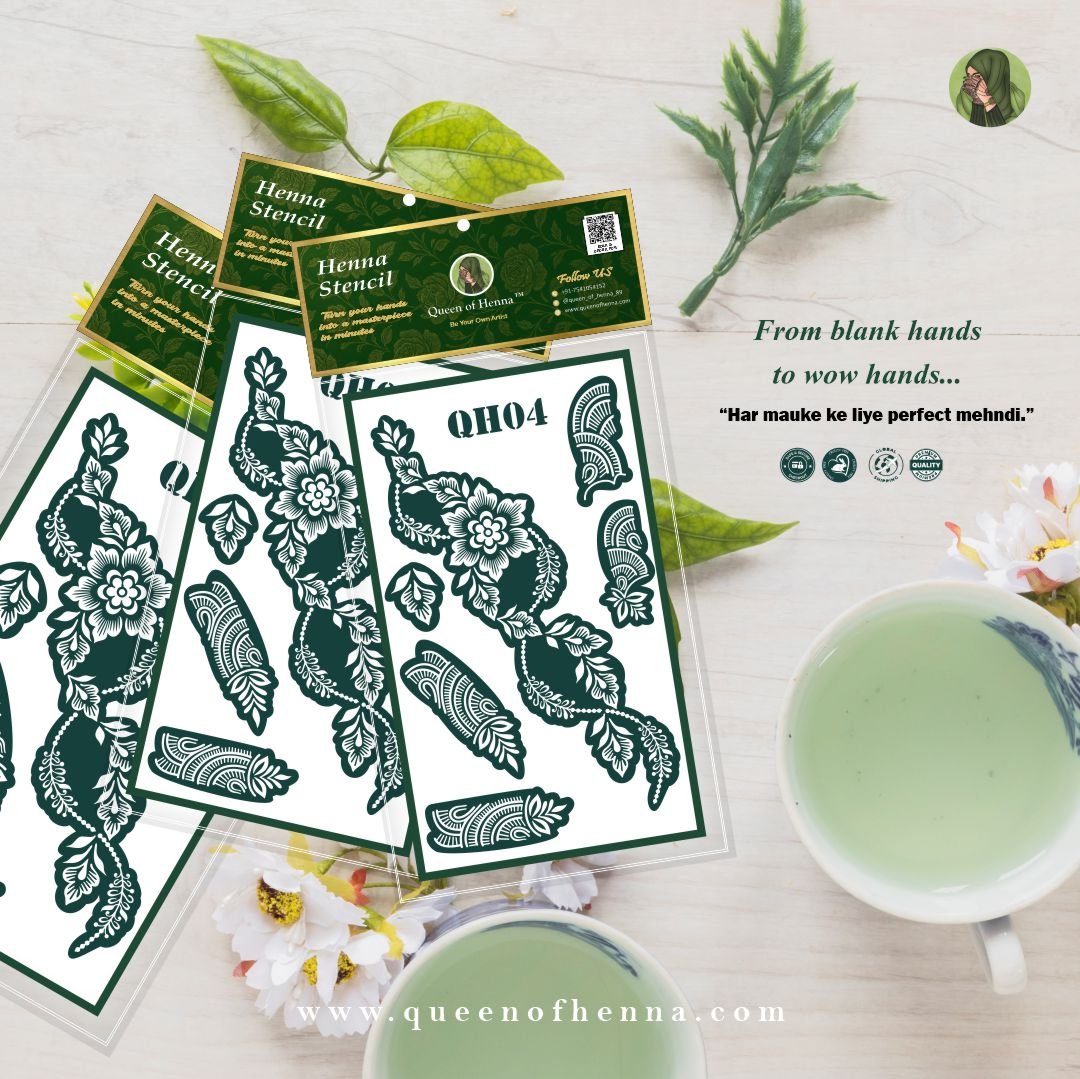 Reusable Medium mehandi hand Sticker (QH04) img 3- queenofhenna